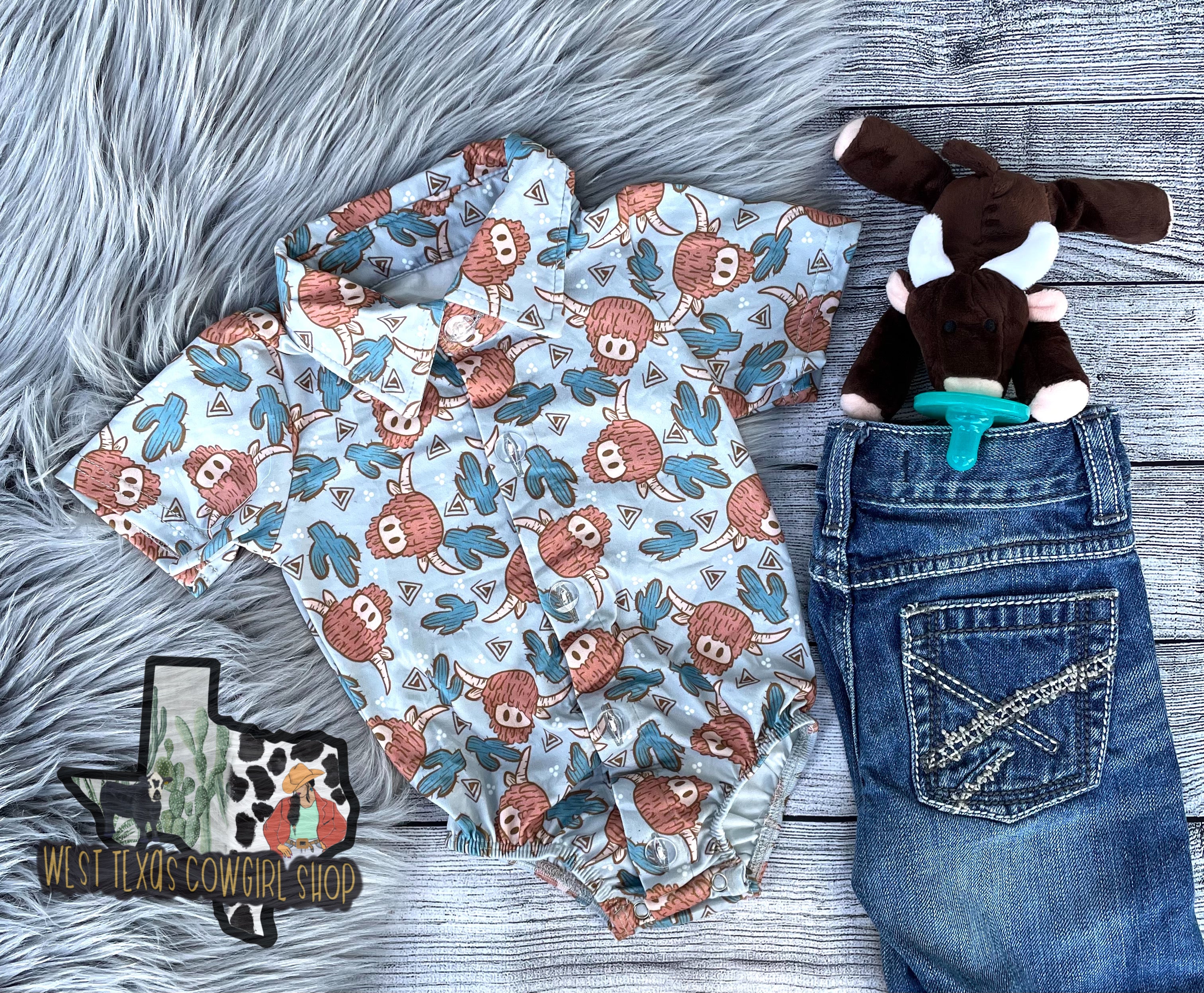 Highland Cattle Button Up Bodysuit