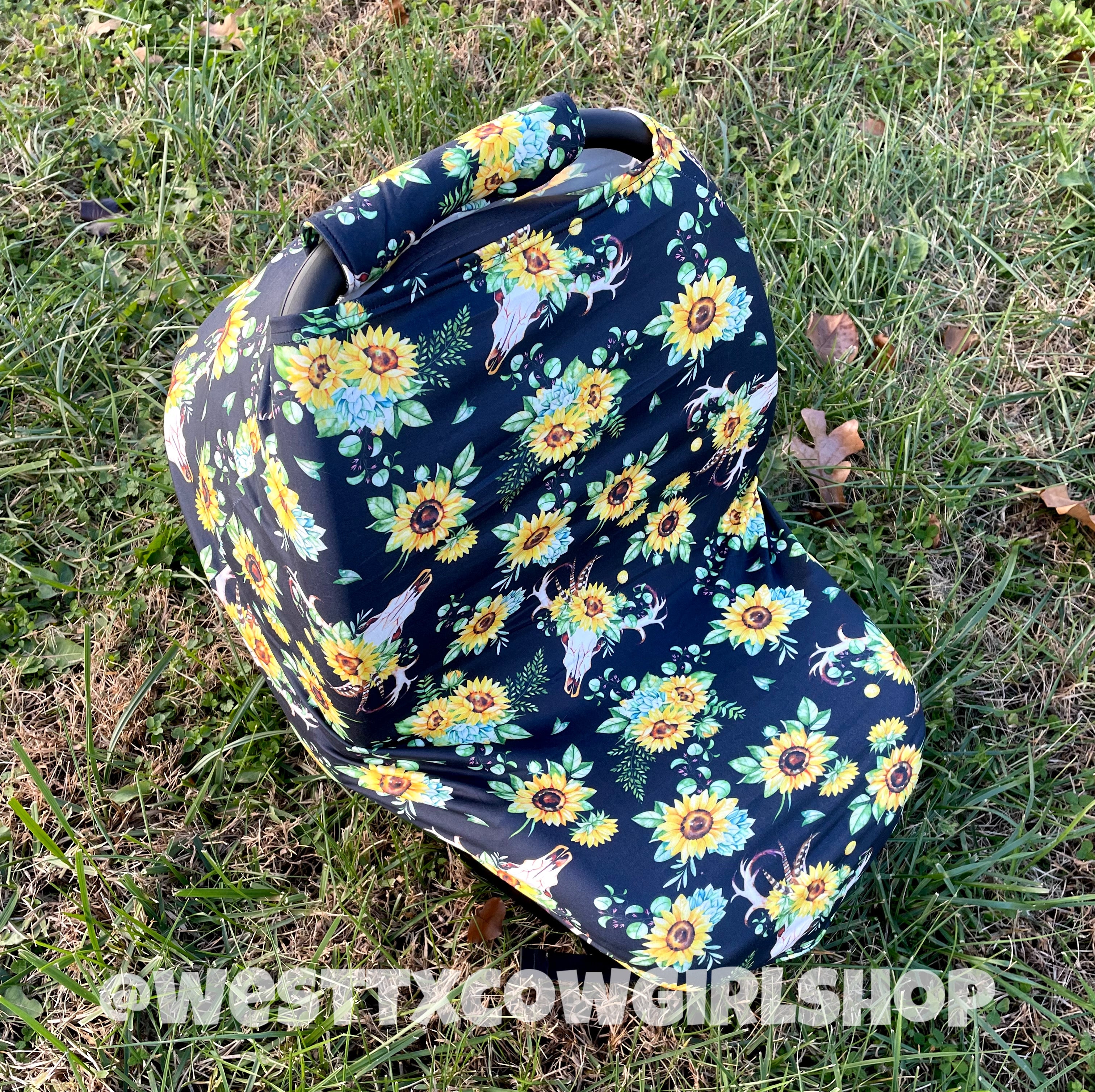 Sunflower Skull Multi-Use Carseat Canopy Cover