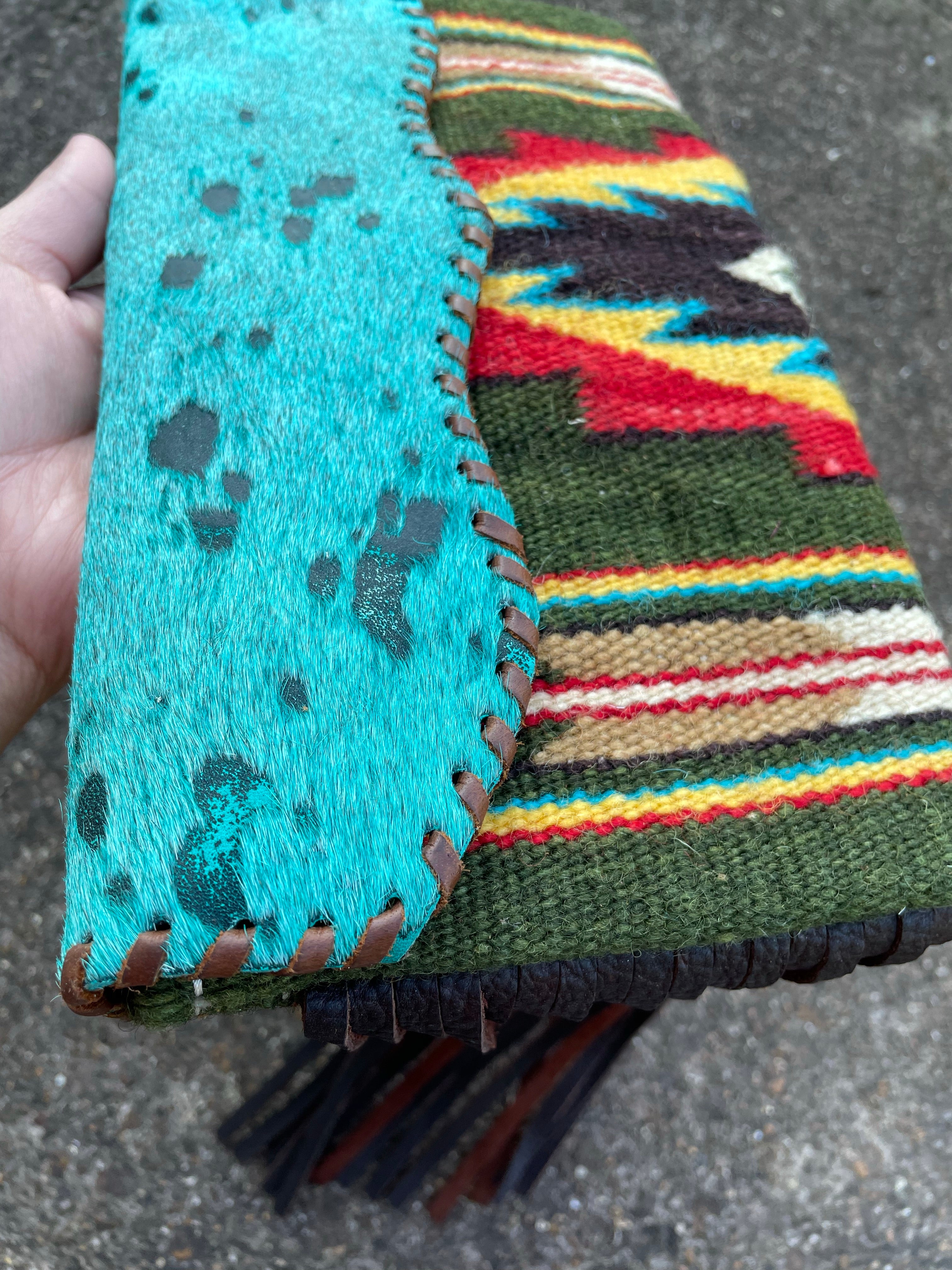 Teal Acid Wash Saddle Blanket Crossbody