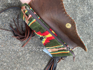 Teal Acid Wash Saddle Blanket Crossbody