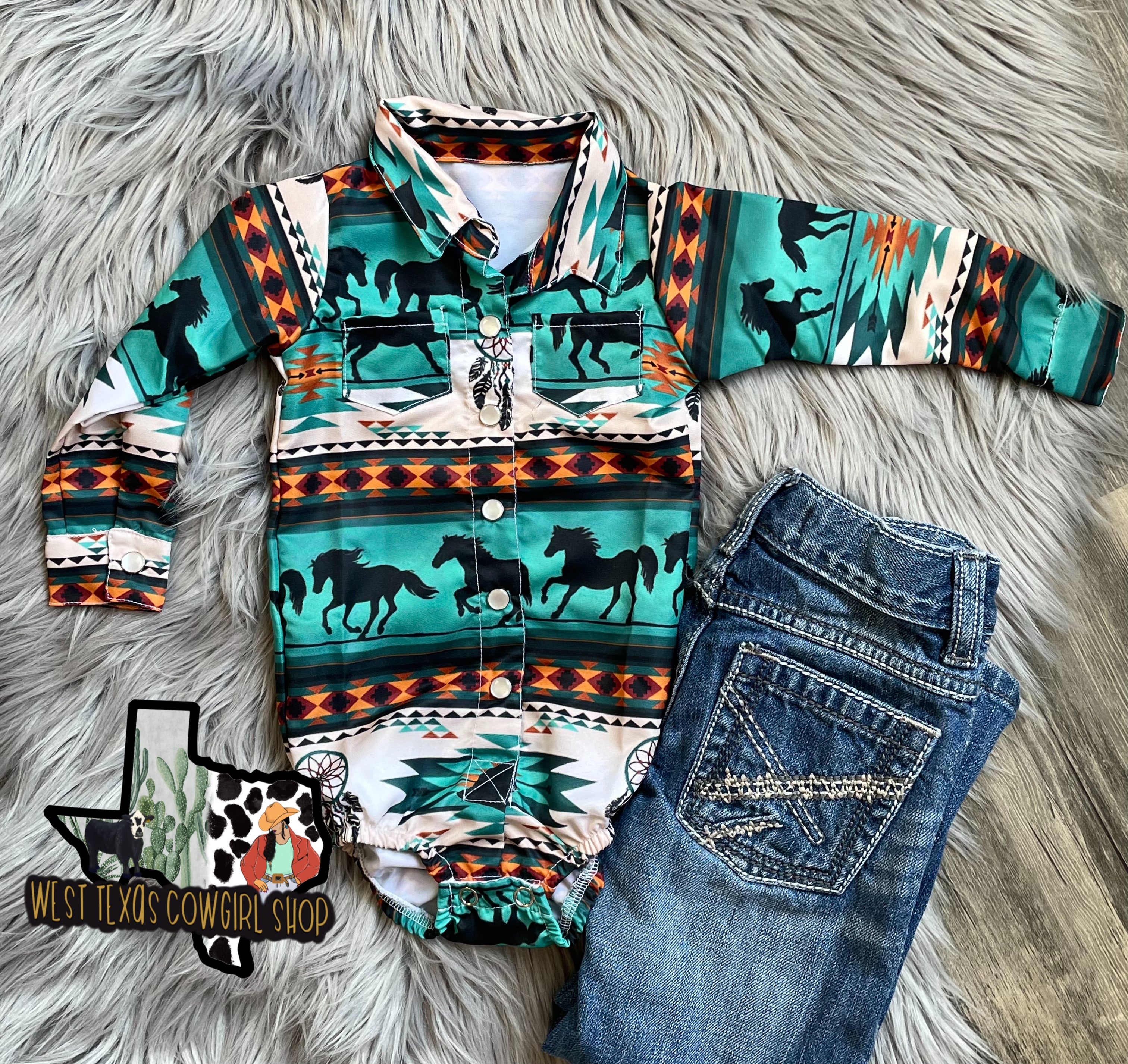 Dreamcatcher Wild Horse Button Up Bodysuit