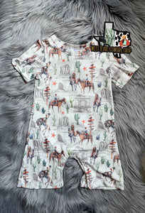 Wild West Desert Cowboy Ribbed Romper